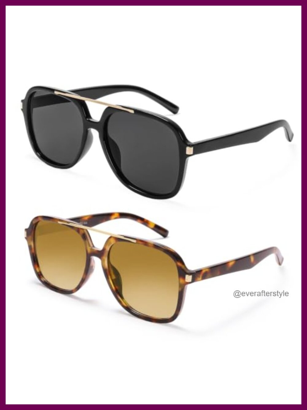Oversized Aviator Sunglasses UV400 Double Bridge Unisex